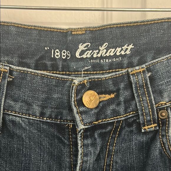 Carhartt Blue Denim Jeans Men’s 32x30 Straight Leg Durable Workwear Streetwear - Picture 2 of 6